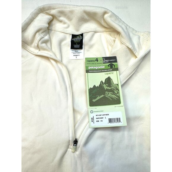 Patagonia Womens Baselayer Ivory Large 1/4 Zip Neck Performance Capilene 4 NEW - Picture 5 of 12